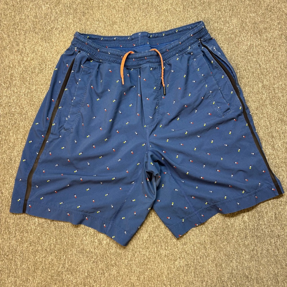 Lululemon Mens Pace Breaker Lined Shorts Blue Pixel Print 7‎ Inch Inseam Large